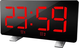 OEM Reloj Despertador Led Polif&oacute;nico Dual Con Pantalla Grande - Rojo