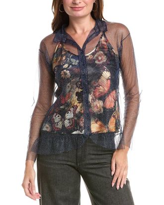 Johnny Was Mazzy Button Down Ruffle Shirt