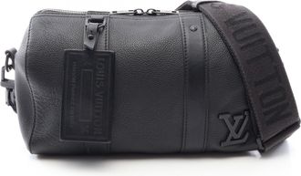 Louis Vuitton Black Leather Handbag Shoulder Bag (Pre-Owned)