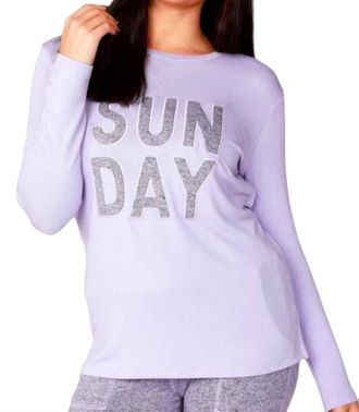 French Kyss Long Sleeve Sunday Crew Top In Lilac