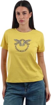 Pinko Pinko, Tops, Dames, Geel, S, Katoen, Quentin T-shirt