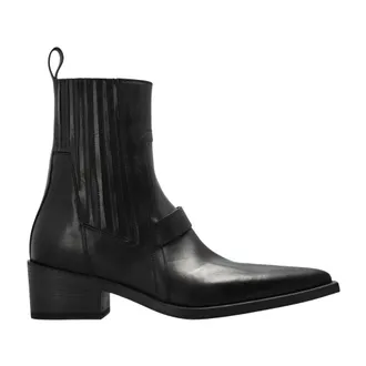 Rick Owens Schoenen, Heren, Zwart, 43 EU, Leer, Puntige Leren Enkellaarsjes