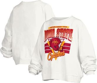 Pressbox Womens Pressbox White Iowa State Cyclones Janice Retro Logo Oversized Pullover Sweatshirt at Nordstrom, Size X-Large