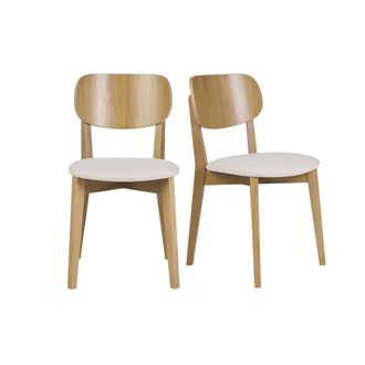 Miliboo Miliboo - Set De 2 Sillas Vintage De Madera De Roble Claro Y Borreguillo Lucia