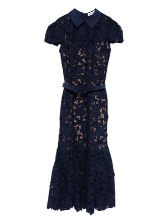 Self Portrait guipure-lace midi dress - Blue