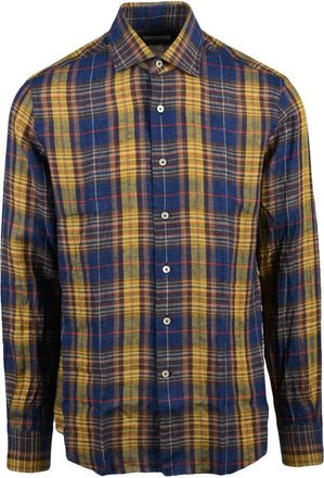 Alessandro Gherardi Blue Yellow Striped Linen Shirt