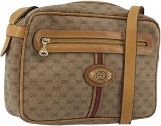 Gucci Pre-owned Cross Body Bags, female, Beige, Size: ONE SIZE Pre-owned Vintage Micro Small GG Canvas Shoulder Bag