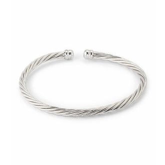 Jan Leslie Adjustable Stainless Steel Twisted Cable Cuff Bracelet in Silver at Nordstrom