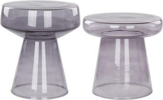 Beliani Set of 2 Side Tables LAGUNA/CALDERA Glass Grey