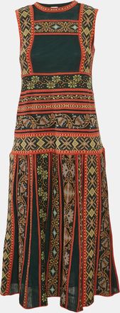 M Missoni Green Floral Knit Sleeveless Midi Dress