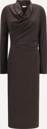 Brunello Cucinelli Techno wool jersey Draped Dress with monili Female XS