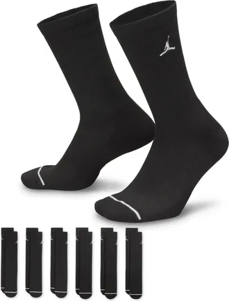 Nike Jordan Everyday Cushioned Crew Socks (6 Pairs) in Black | HV6228-010