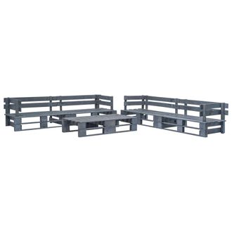 vidaXL Set De Muebles De Palets Para Jard&iacute;n 6 Piezas Madera Gris Vidaxl