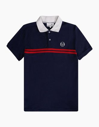 Sergio Tacchini Mens Sergio Tacchini Supermac Polo Shirt Maritime Blue/Adrenaline Rush - Navy - Size: 46