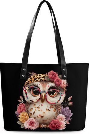Generic Owl Floral Tote Bags for Women Cute Shoulder Purses Handbags
