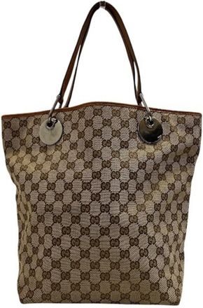 Gucci Beige Orange Gg Canvas Handbag Shoulder Bag Tote Bag (Pre-Owned)