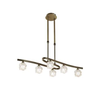 Netlighting Ice Telescopic Semi Flush Convertible 6 Light G9 Antique Brass in Bronze