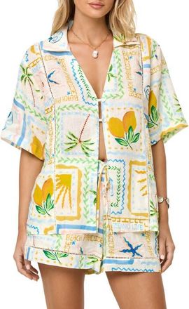 L*Space La Mer Embroidered Cover-Up Shirt in Wish You Were Here at Nordstrom, Size X-Large