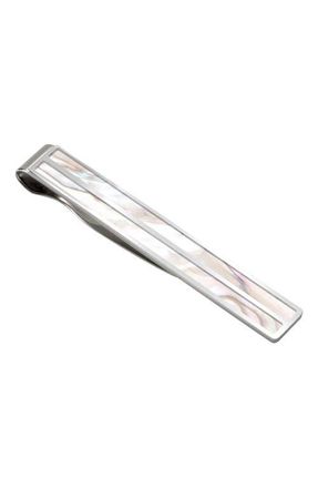 M Clip Mother-of-Pearl Tie Clip in Silver/white at Nordstrom