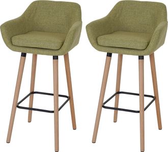 Hhg Hhg - Nunca Usado] Lote De 2 Taburetes De Bar Malm&ouml; T381, Taburete De Bar Taburete De Bar, Textil, Verde Claro