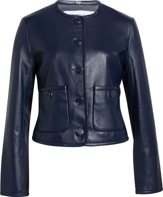 Veronica Beard Andrea Lambskin Leather Jacket in Navy at Nordstrom, Size 10