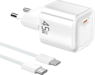 OEM Cargador R&aacute;pido Usb-c De 45 W: Cargador R&aacute;pido Pd3.0 Con Conector Usb-c Gan Para Smartphones Y Tablets Con Cable Tipo C De 1 M Y 60 W, Y Adaptador De 