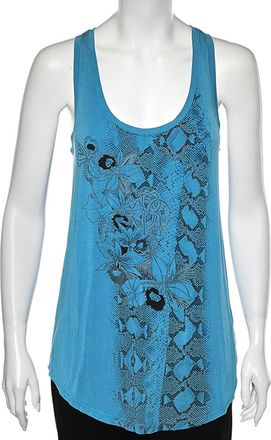 Roberto Cavalli Gym Blue Printed Jersey Tank Top