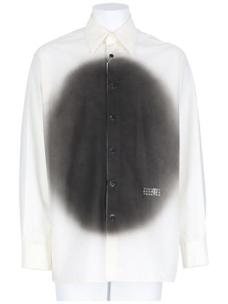 Maison Margiela White Circular Gradient Long-Sleeve Casual Shirt
