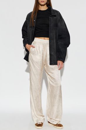 Golden Goose Trousers With Floral Motif, Womens, Cream