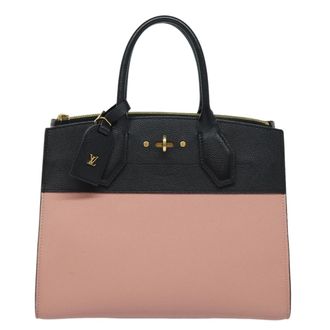 Louis Vuitton City Steamer Leather Black Leather Handbag (Pre-Owned)