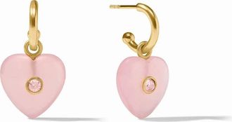 Julie Vos Womens Heart Hoop & Charm Earring In Pink Quartz
