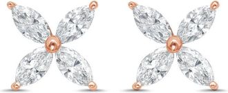 Diana M. Jewels 14kt Rose Gold 2.00 cts Lab Grown Marquise Diamond Flower Stud Earrings