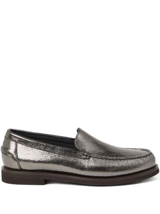 Brunello Cucinelli leather loafers - women - Leather/Leather/Rubber/Leather - 38 1/2 - Silver