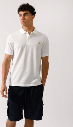 Fred Perry Mens Fred Perry Mens Plain Signature Polo Shirt - Snow White/Honeycomb Y53 - Size: 40
