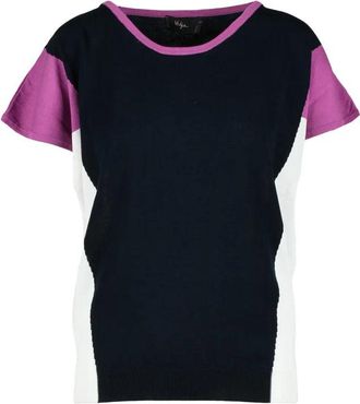 Vertige Navy Contrast Cotton Knit Top