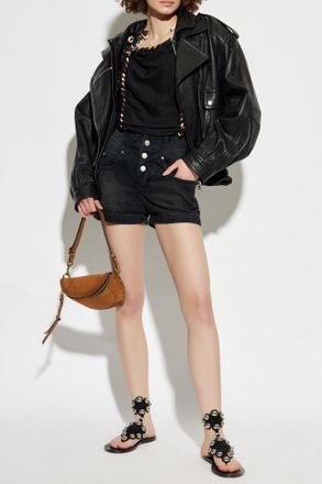Isabel Marant Leather Jacket Aneli, Womens, Black