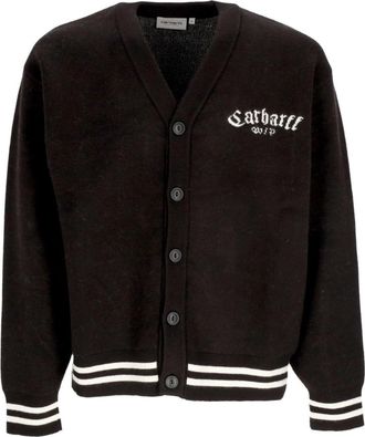 Carhartt Work in Progress Zwarte Onyx V-Hals Cardigan Sweater - Heren - Vesten - Zwart - L - Wol - Truien & Vesten