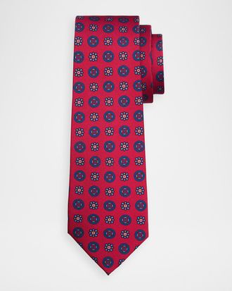 Kiton Men & apos;s Silk Geometric Floral 7-Fold Tie