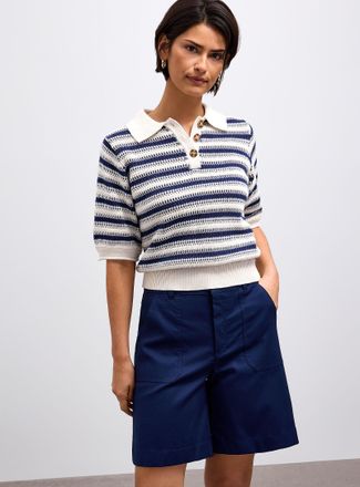 Contemporaine Womens Stretch structured twill short Fit: Wide leg, high rise