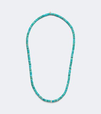Sydney Evan 14kt gold beaded necklace with turquoise and diamonds
