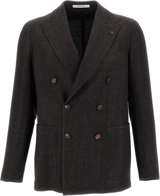Tagliatore Brown Montecarlo Wool Silk Peak Lapels Blazer