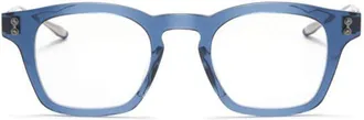 Akoni Akx-418 Translucent Blue Square Frame Eyeglasses with Metal Temples