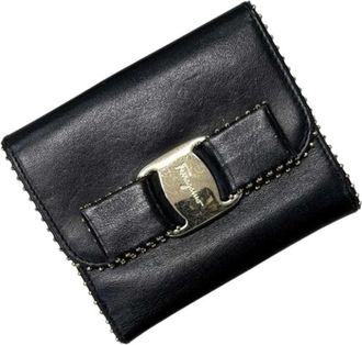 Ferragamo Pre-owned Bi-fold Portemonnee - Dames - Vintage Accessoires - Zwart - ONE Size - Leer - Vintage