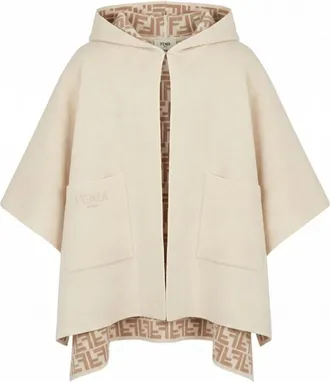 Fendi Jassen, unisex, Wit, S, Wol, Omkeerbare Cape