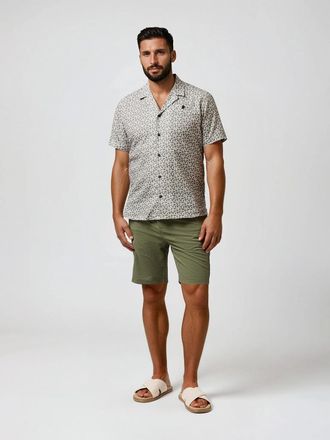 Stone Rose Linen Skull Floral SS Resort Shirt in Olive at Nordstrom, Size Xx-Large