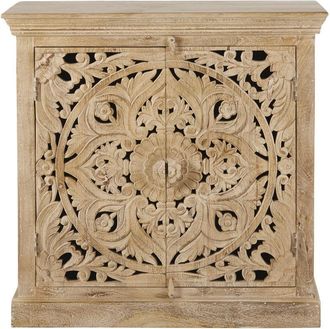 Maisons du monde Aparador con 2 puertas de mango macizo tallado 90 cm