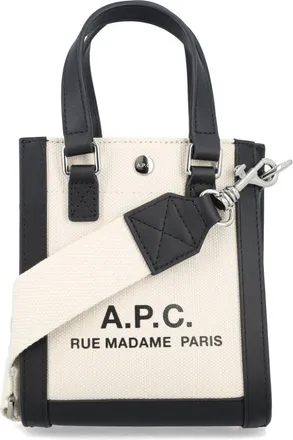 A.P.C. mini Camille 2.0 canvas tote bag - unisex - Linen/Flax/Calf Leather/Cotton - OS - Neutrals