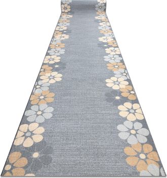 RugsX Rugsx - Alfombra De Pasillo Con Refuerzo De Goma Margaretka Flor, Gris 133 Cm Grey 133x150 Cm
