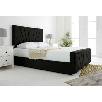 Casa Scarlett Black Plush Velvet King Bed Frame