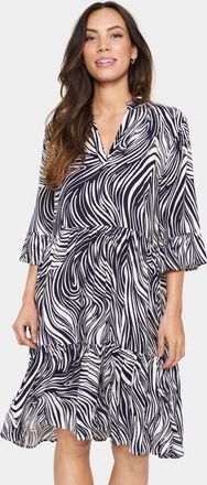 Saint Tropez Blusenkleid SAINT TROPEZ EdaSZ Dress, Damen, Gr. XXL, N-Gr, weiss (baritone leaves strokes), Web, Obermaterial: 100% Viskose, gemustert, knieumspielen